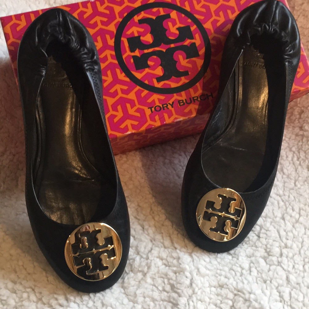 TORY BURCH REVA flats black leather 7.5